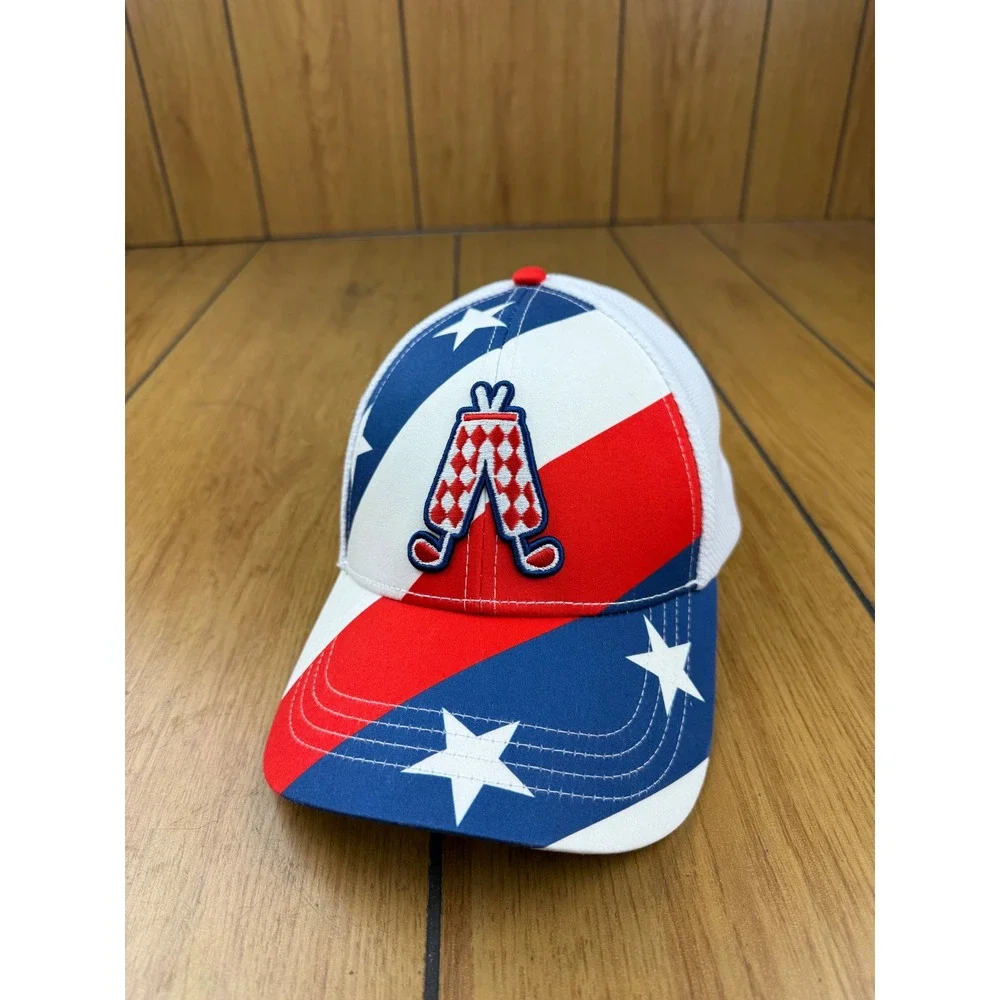 Royal & Awesome Golf Hat Stars and Stripes Patriotic Red White Blue Mesh Cap